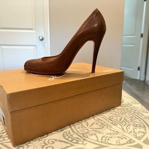 Size 37 Christian Louboutin brown 4 inch heels